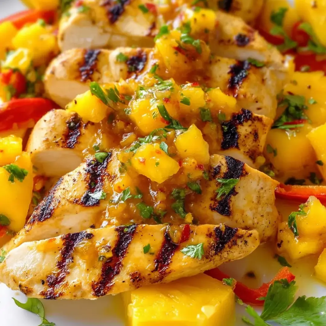 Plated chicken, pineapple, and sweet peppers, all grilled.