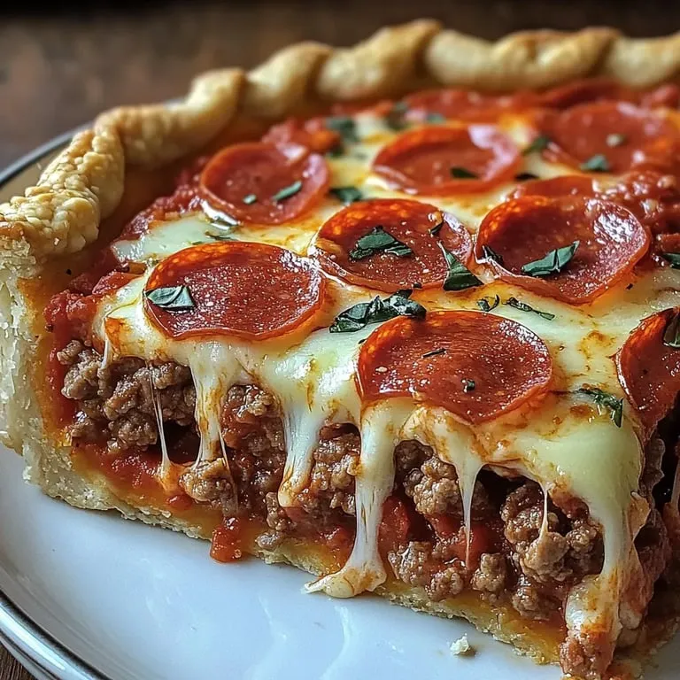 A cheesy pepperoni pizza slice with a crispy crust.