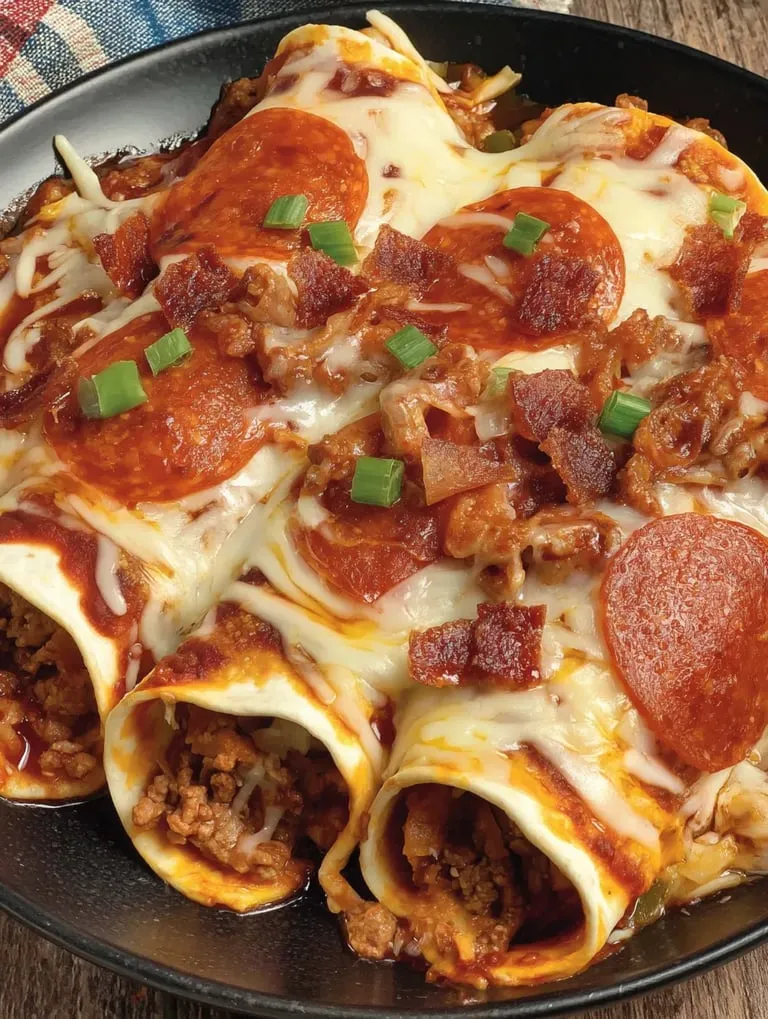 Pizza loaded with pepperoni and gooey cheese.