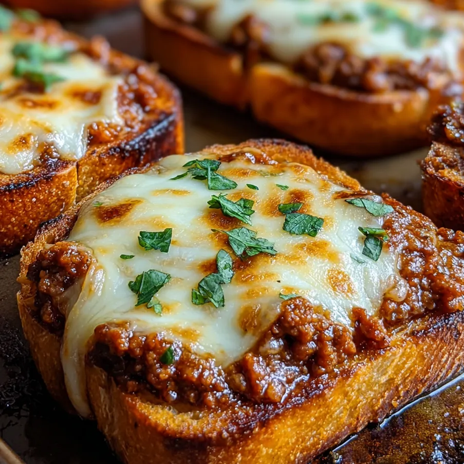 Bread loaded with beef and melty cheese.