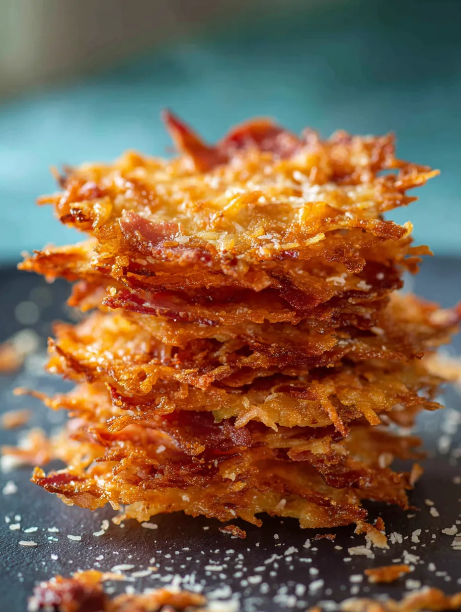 Bacon piled up on a dish.