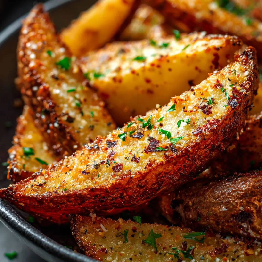 Bowl of potato fries finished with parsley.