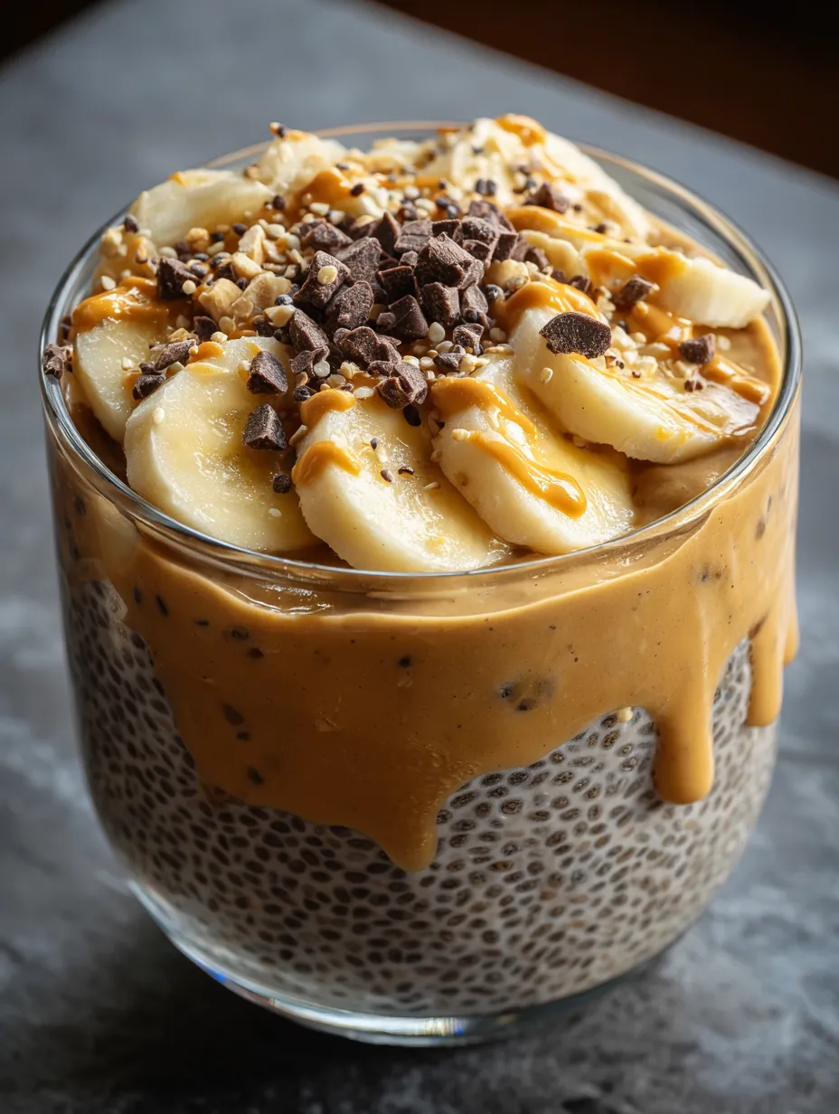 A glass filled with banana and chocolate milk.
