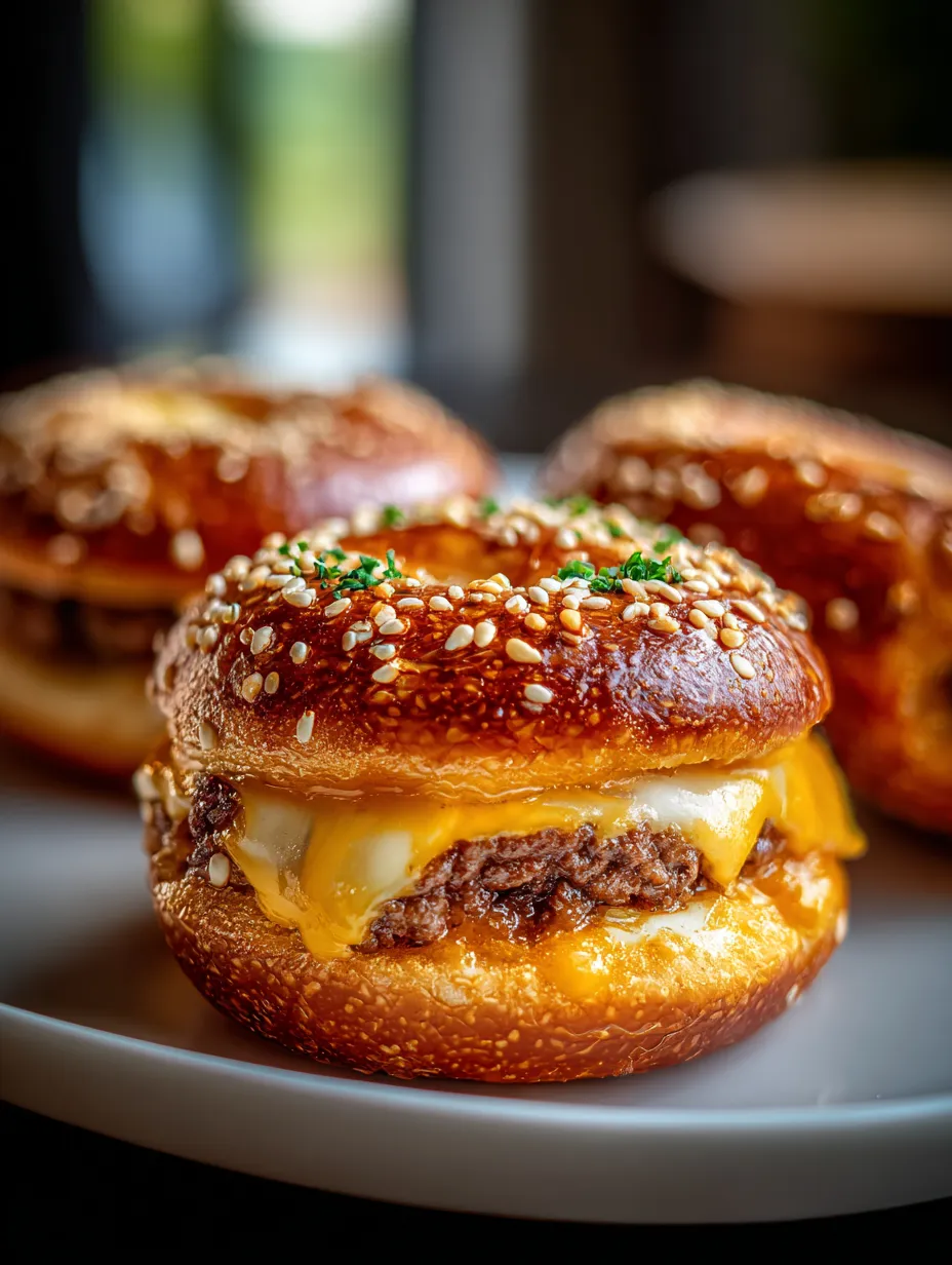Two breads topped with cheese and meat.