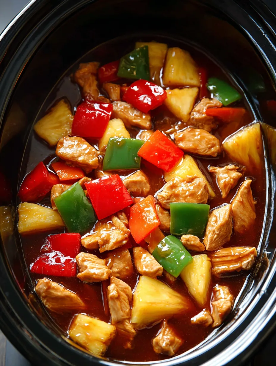 A bowl packed with chicken, veggies, and pineapple chunks.