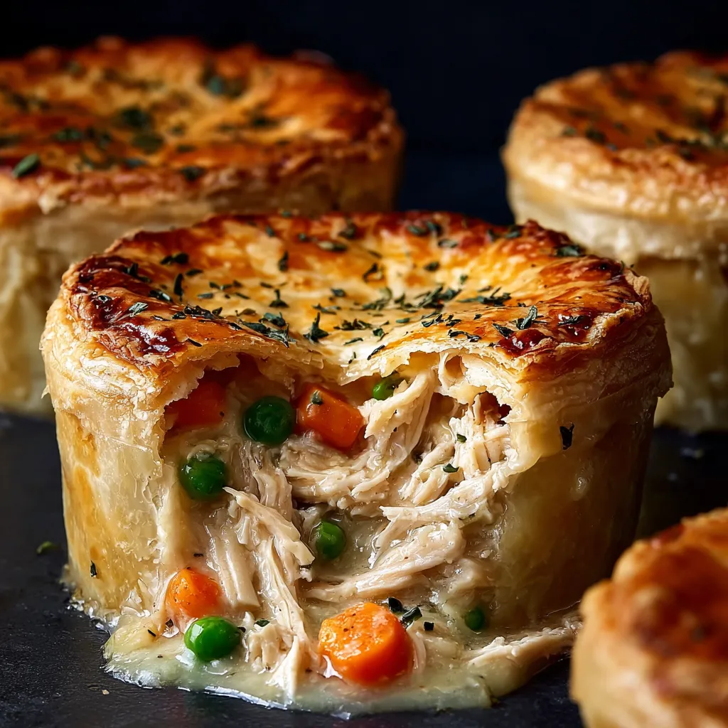 Close up of a small pie stuffed with carrots and peas.