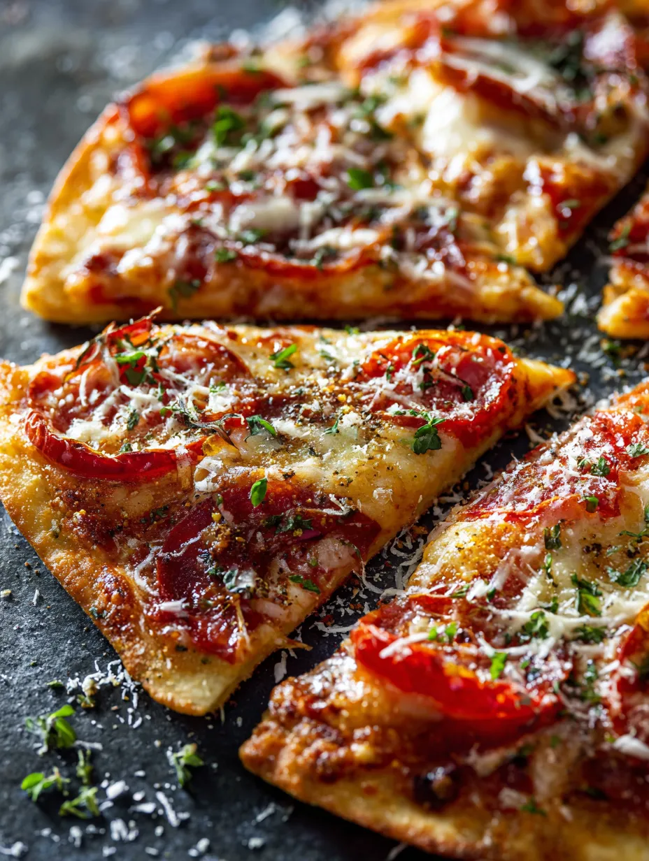 A piece of cheesy pizza topped with tomatoes sits ready to eat.