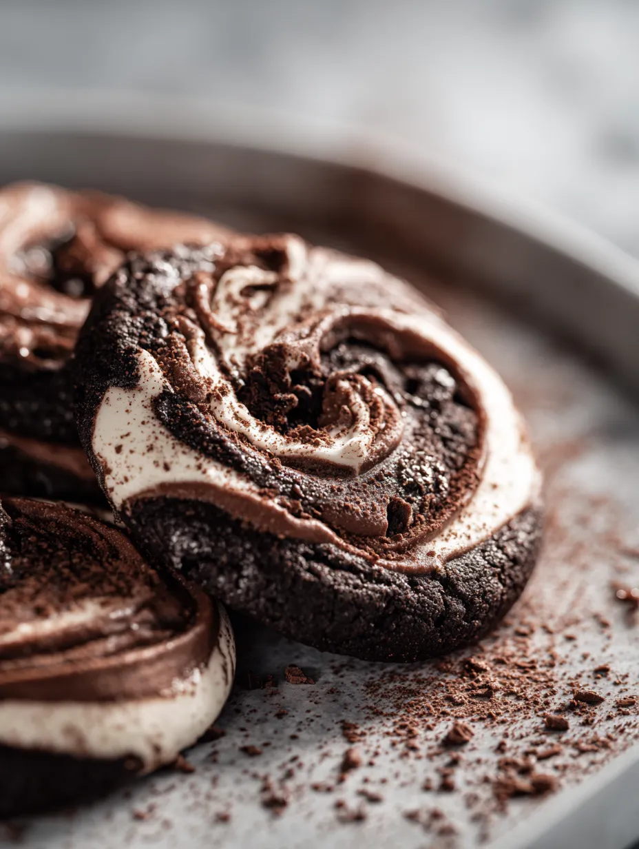 Chocolate cookies swirled with marshmallow.