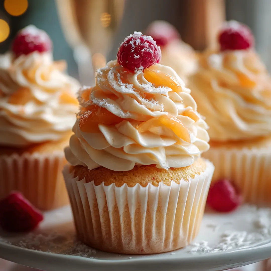 Cupcake topped with a raspberry and swirled icing.