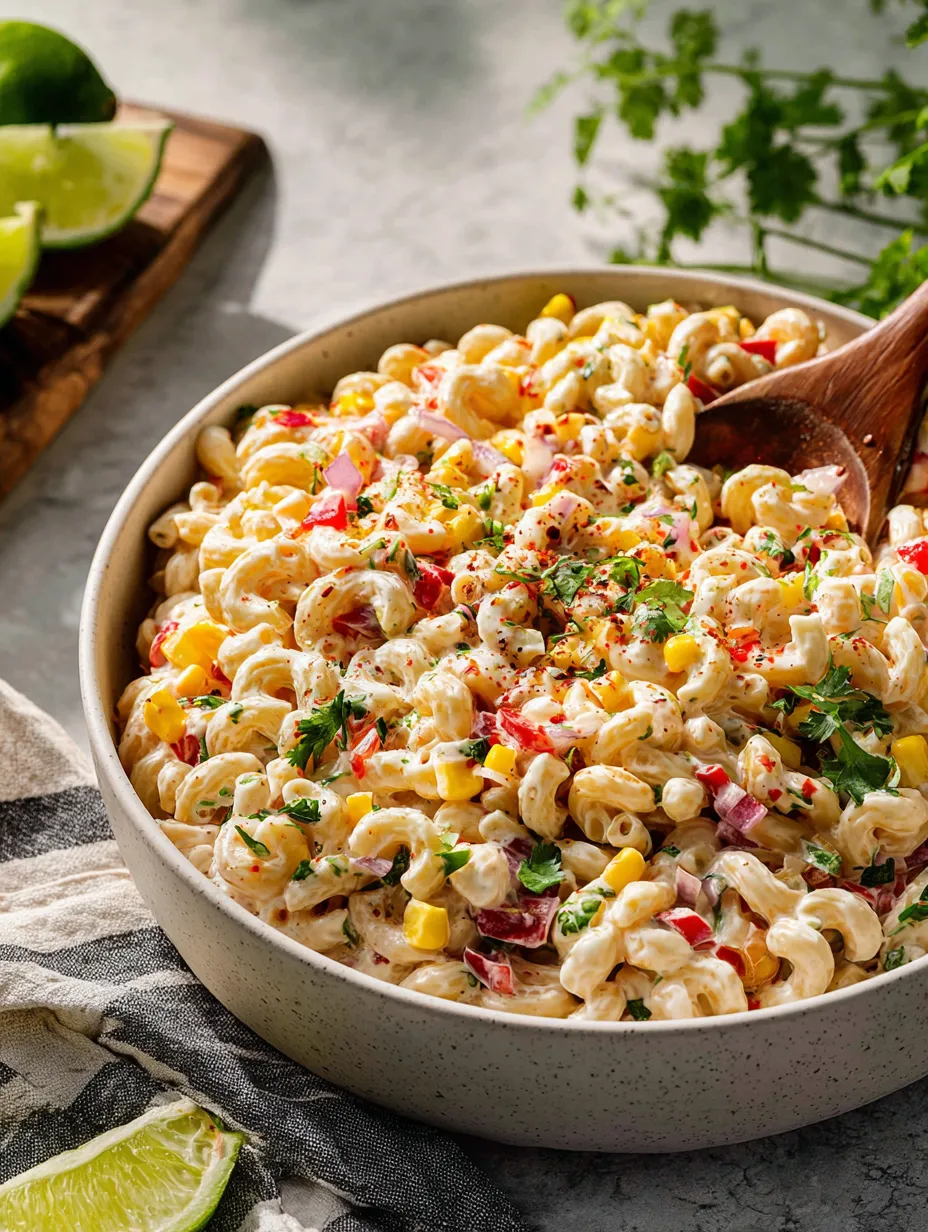 A bowl of pasta tossed with colorful veggies and cheese.