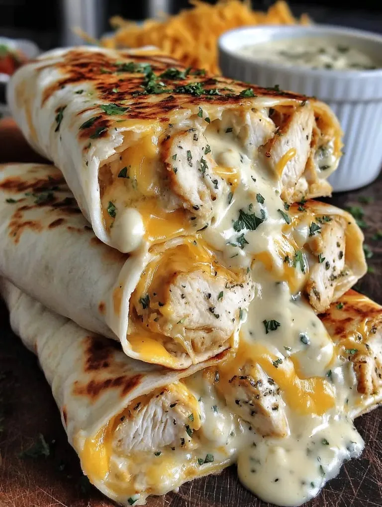 Lots of cheesy chicken sandwiches stacked up.