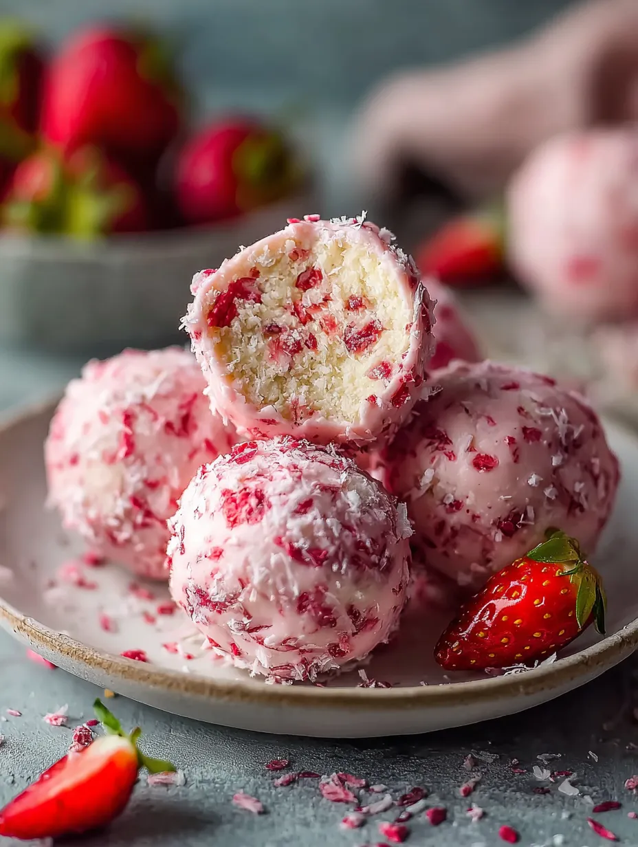 A dish filled with red and pink cheesecake bites.