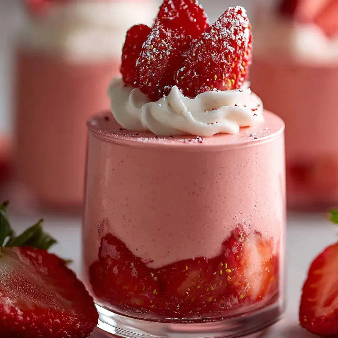 A shortcake topped with whipped cream and sliced strawberries.