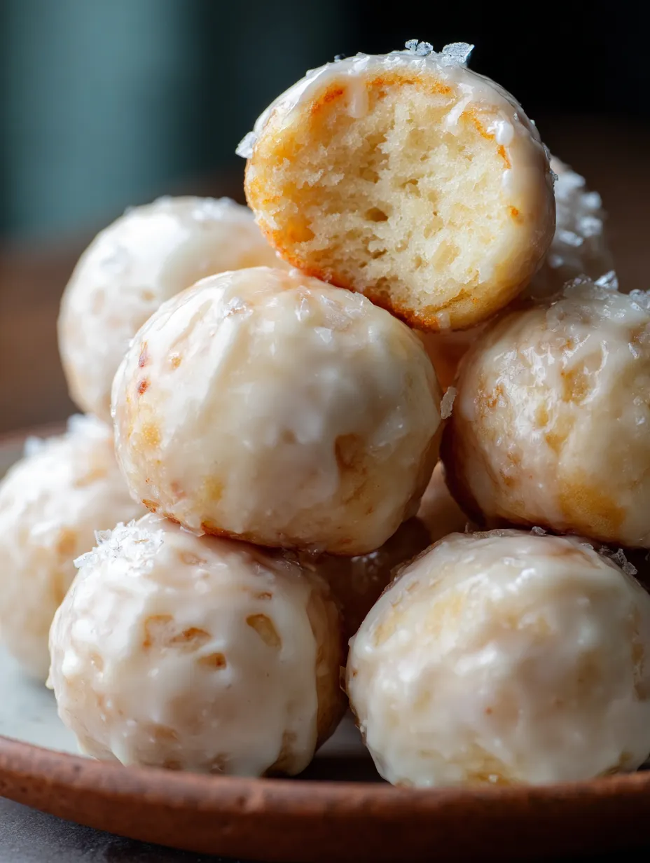 Stacked donuts with one missing a bite.