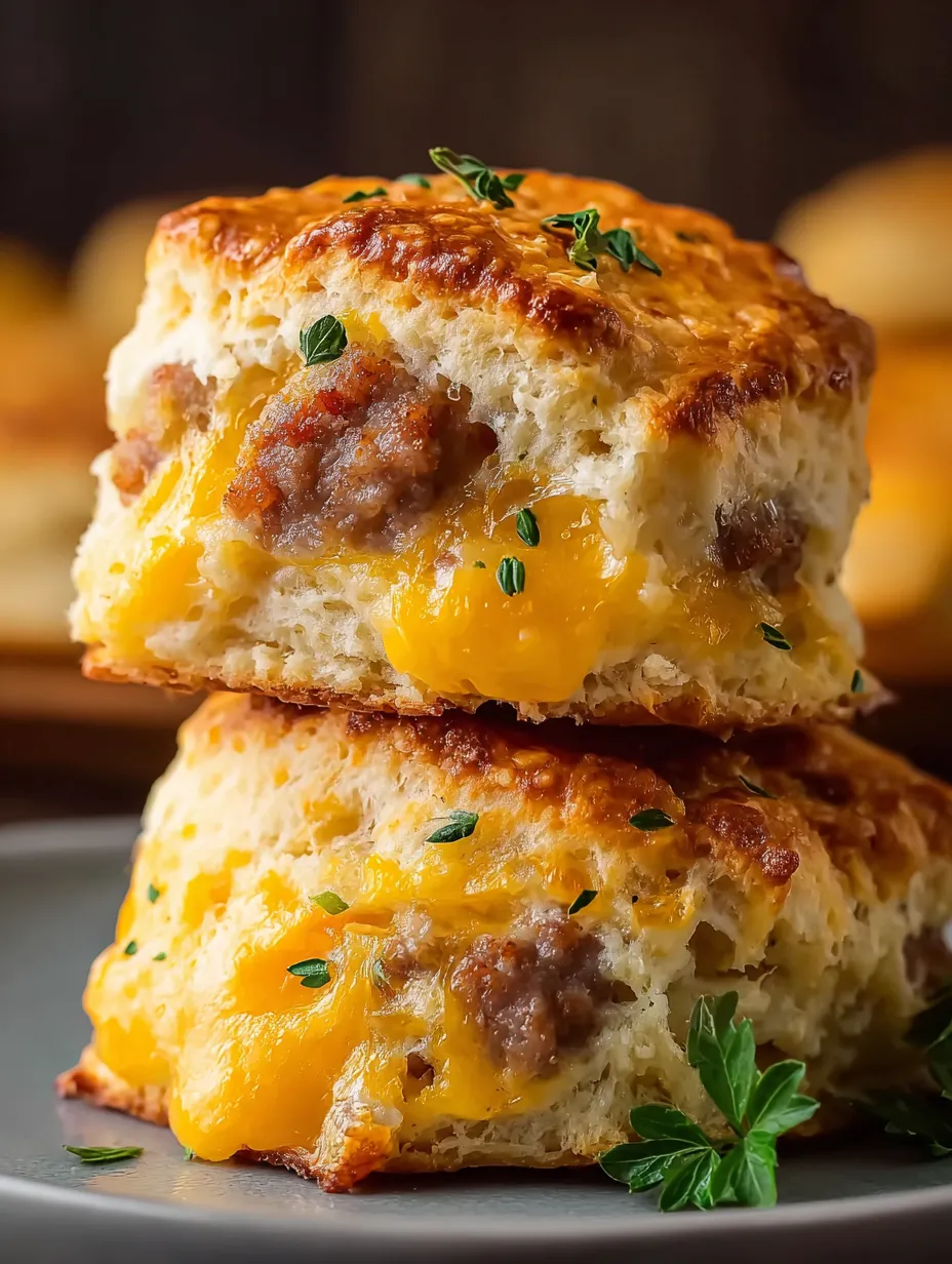 Two cheesy, meaty biscuits.