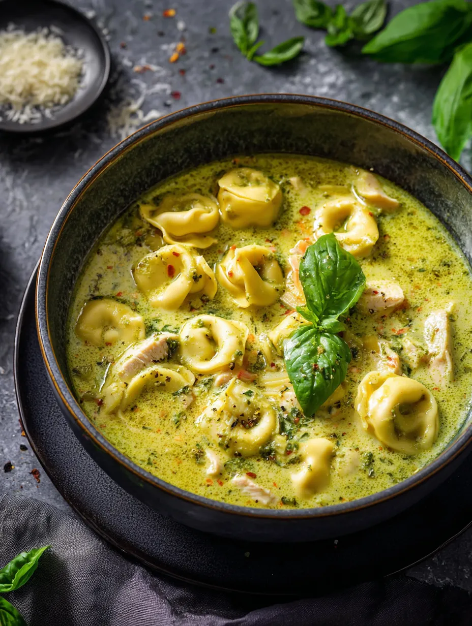 A bowlful of soup loaded with noodles and bright greens.