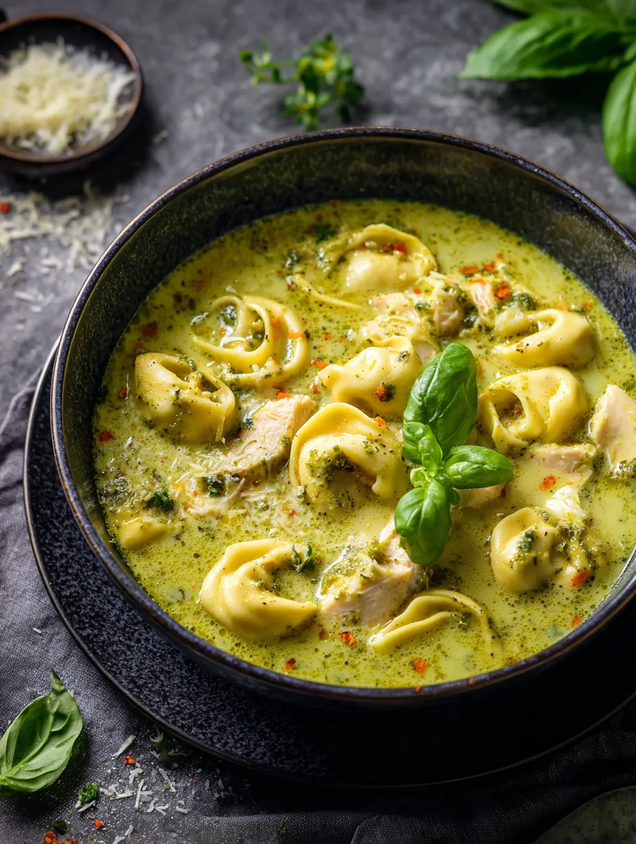 Satisfying bowl of soup with pasta and leafy greens.