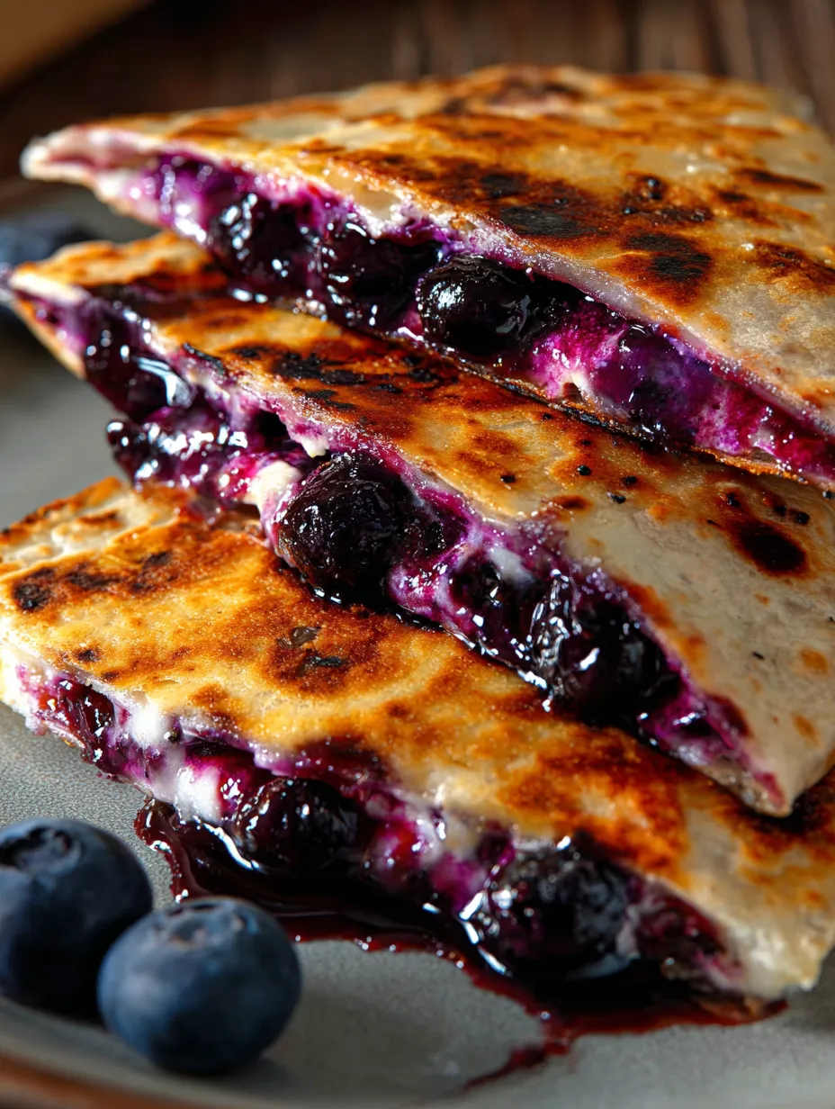 Three blueberry pancakes stacked up.