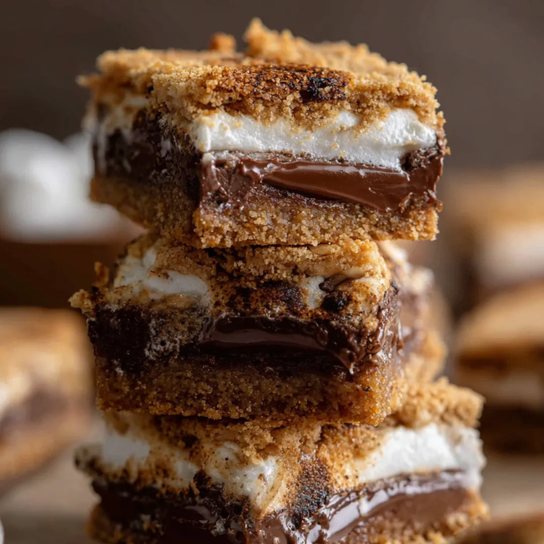 A pile of marshmallow and chocolate sweets stacked up.