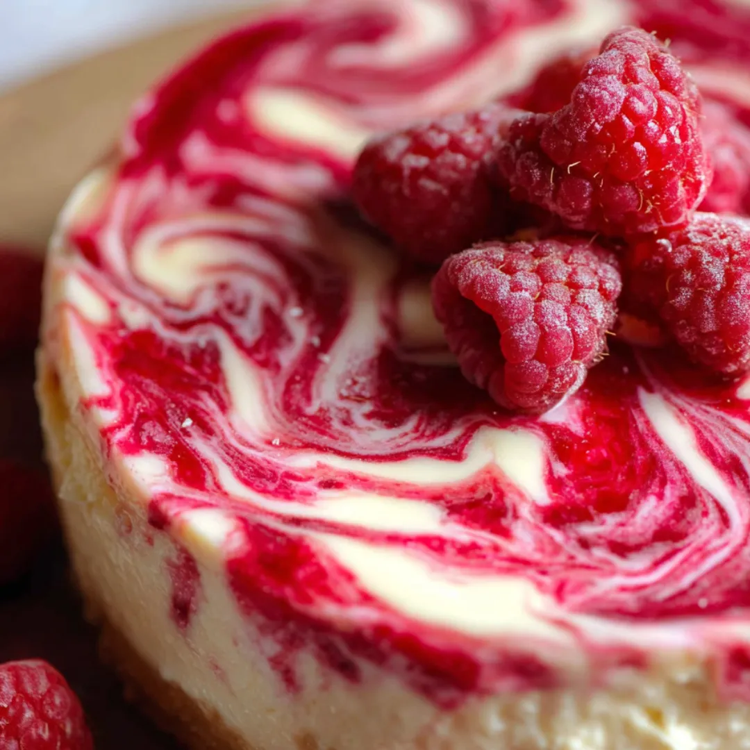 A delicious slice with juicy raspberries on top.