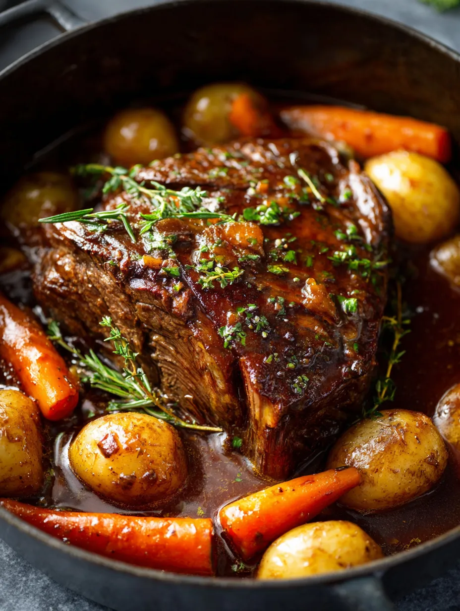 A pot full of beef and veggies.