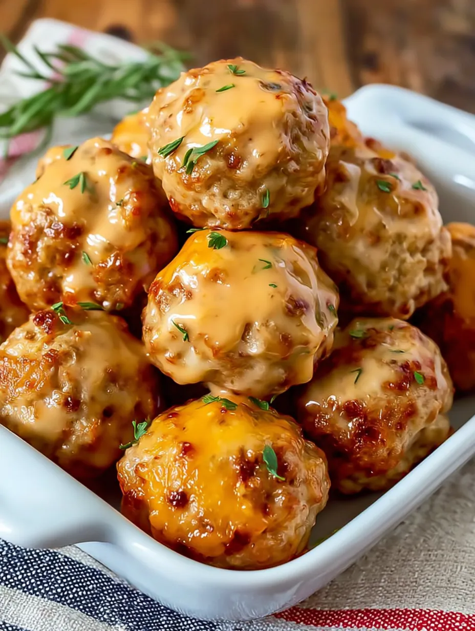 A tasty stack of cheesy meatballs on a plate.