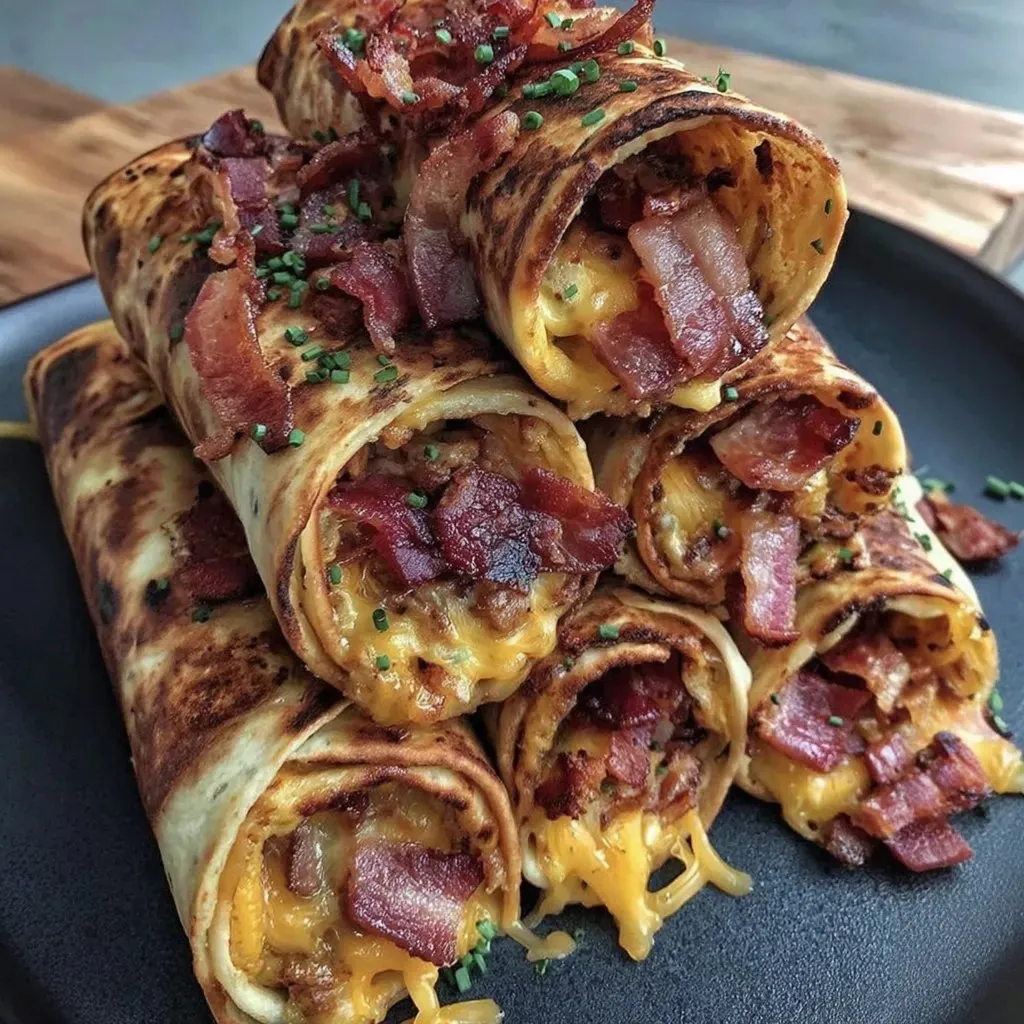 A pile of sandwiches stuffed with bacon.