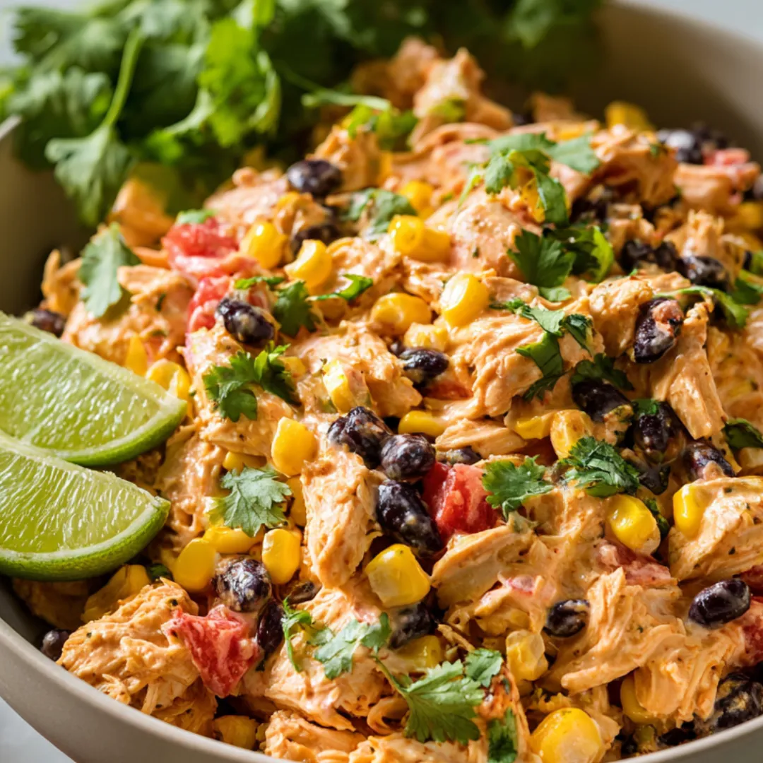 A bowl loaded with food and a lime wedge on the edge.