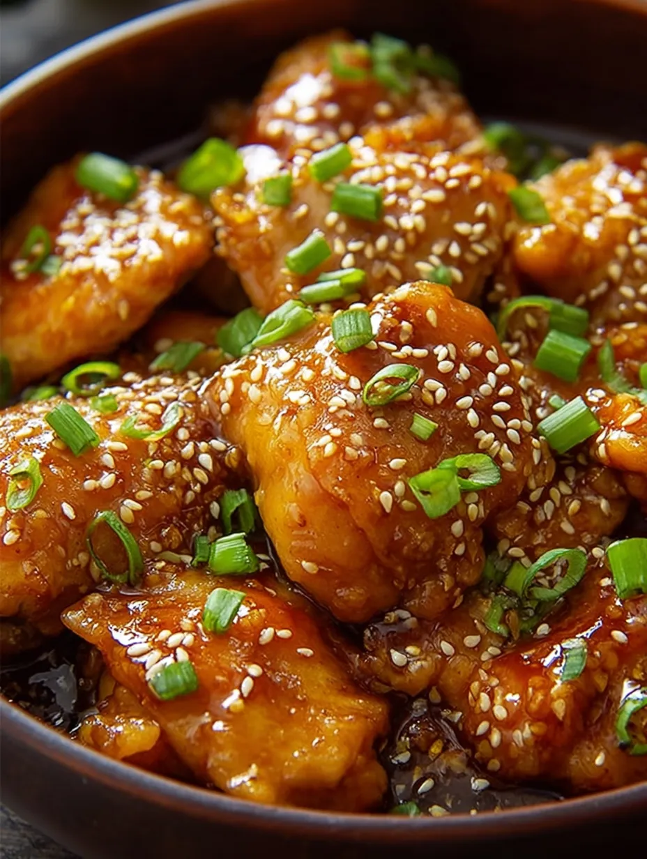 A bowl packed with saucy chicken and toppings.