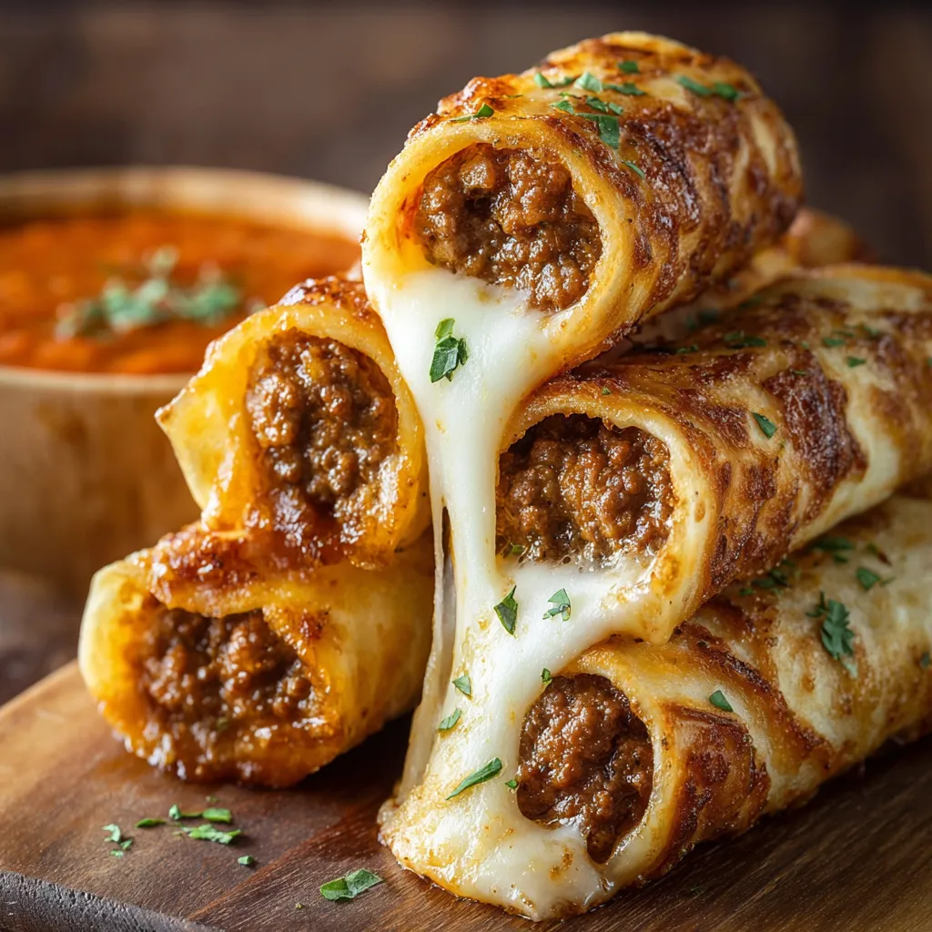 Stack of gooey cheese-stuffed breadsticks.
