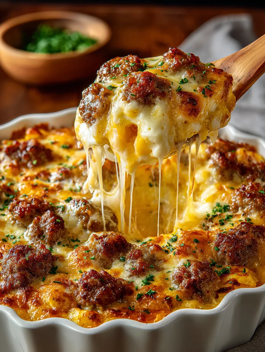 A bubbling, cheesy bake filled with sausage and cheese.