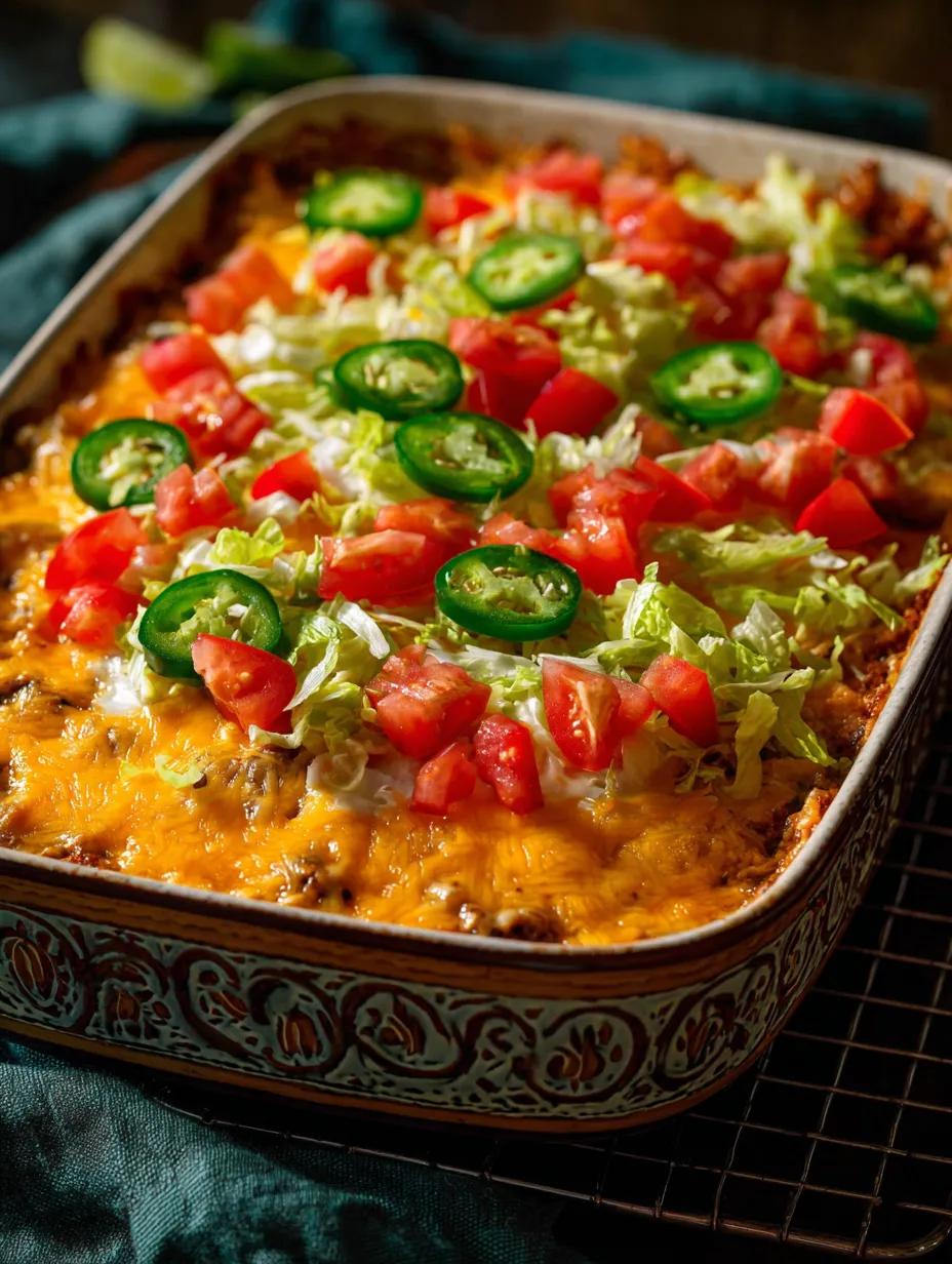 A bowlful topped with cheese, lettuce, jalapenos, and tomatoes.