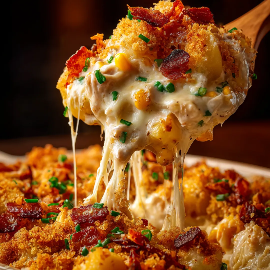A cheesy slice topped with crispy bacon.