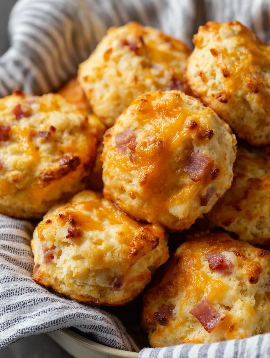 A plate of bacon and cheese biscuits.