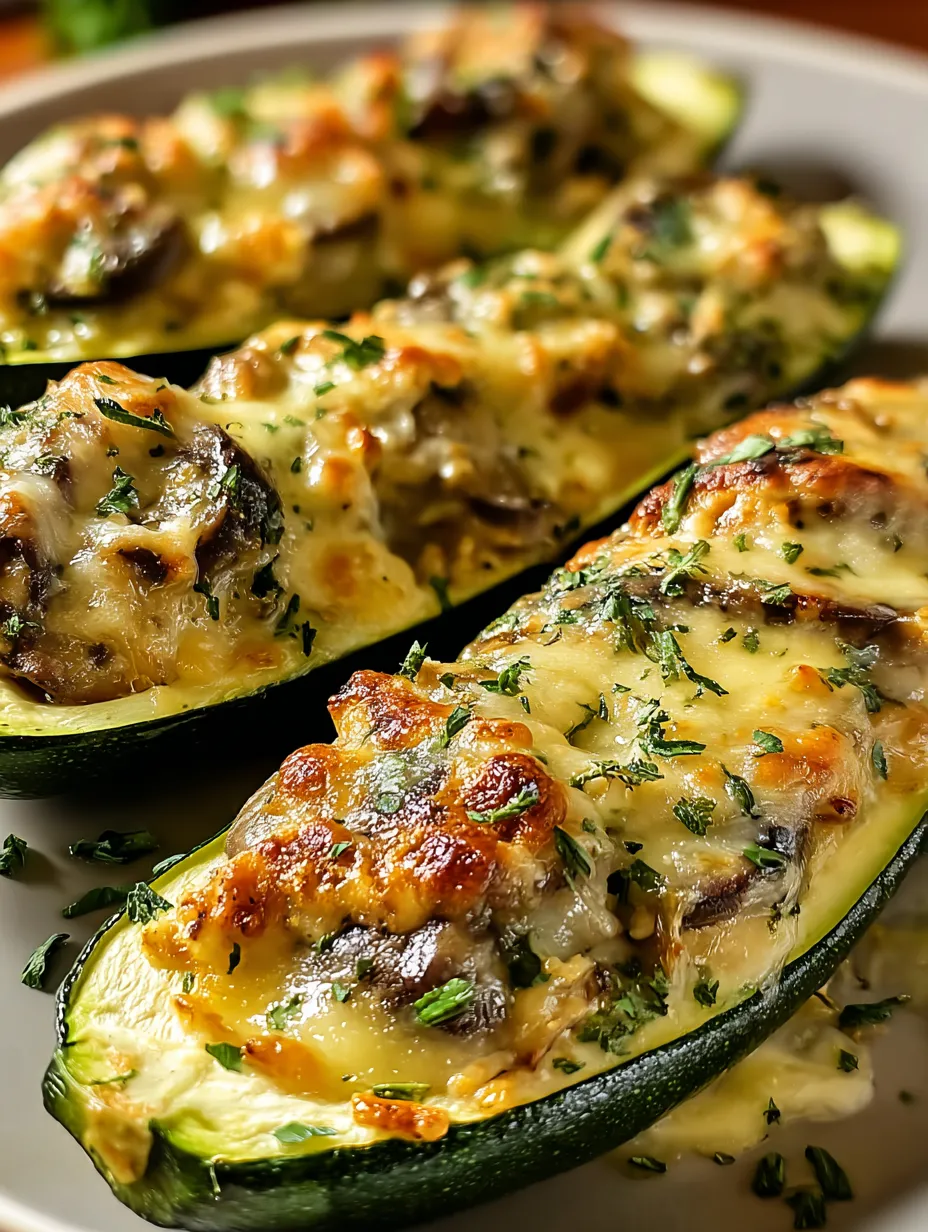 A plate holding zucchini loaded with cheese.