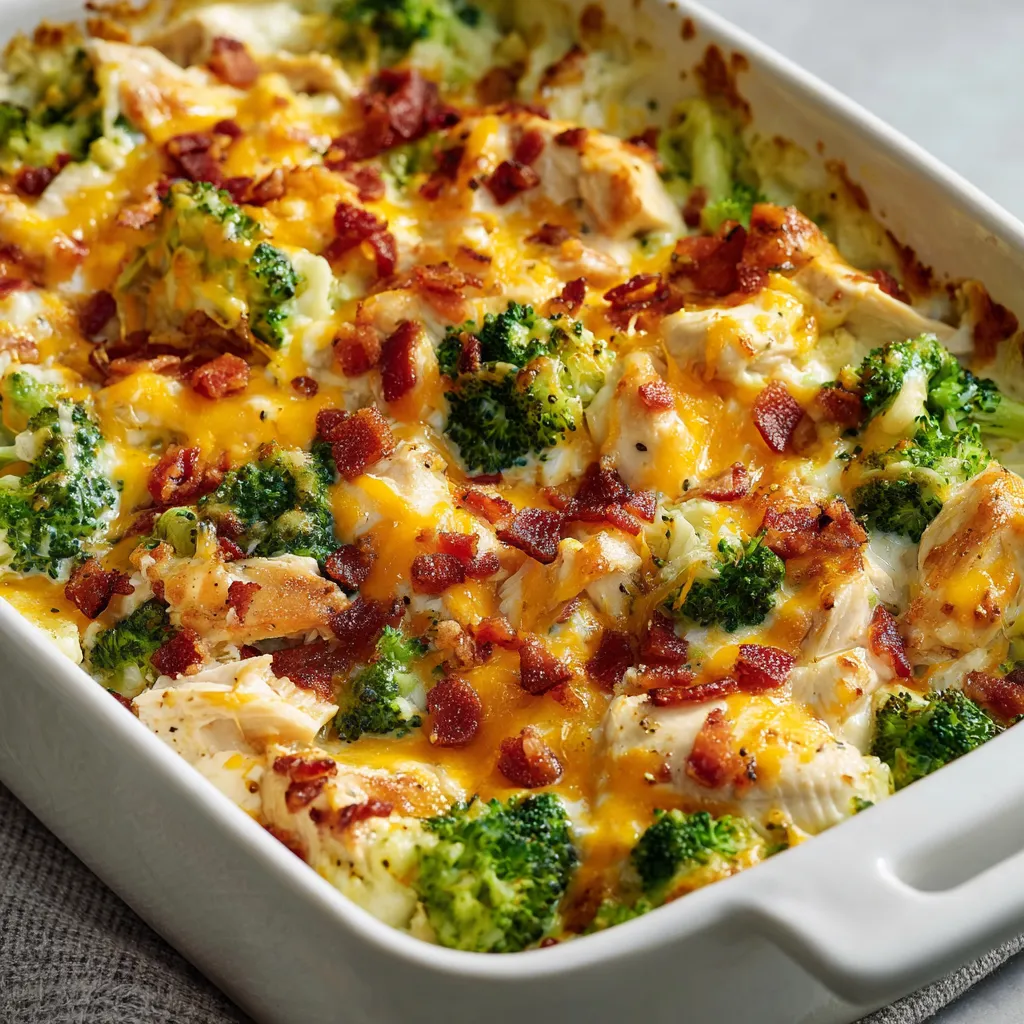 A white bowl loaded with chicken, broccoli, and gooey cheese.