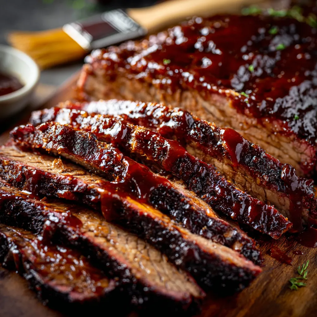 A big slab of beef sitting on a wood board.