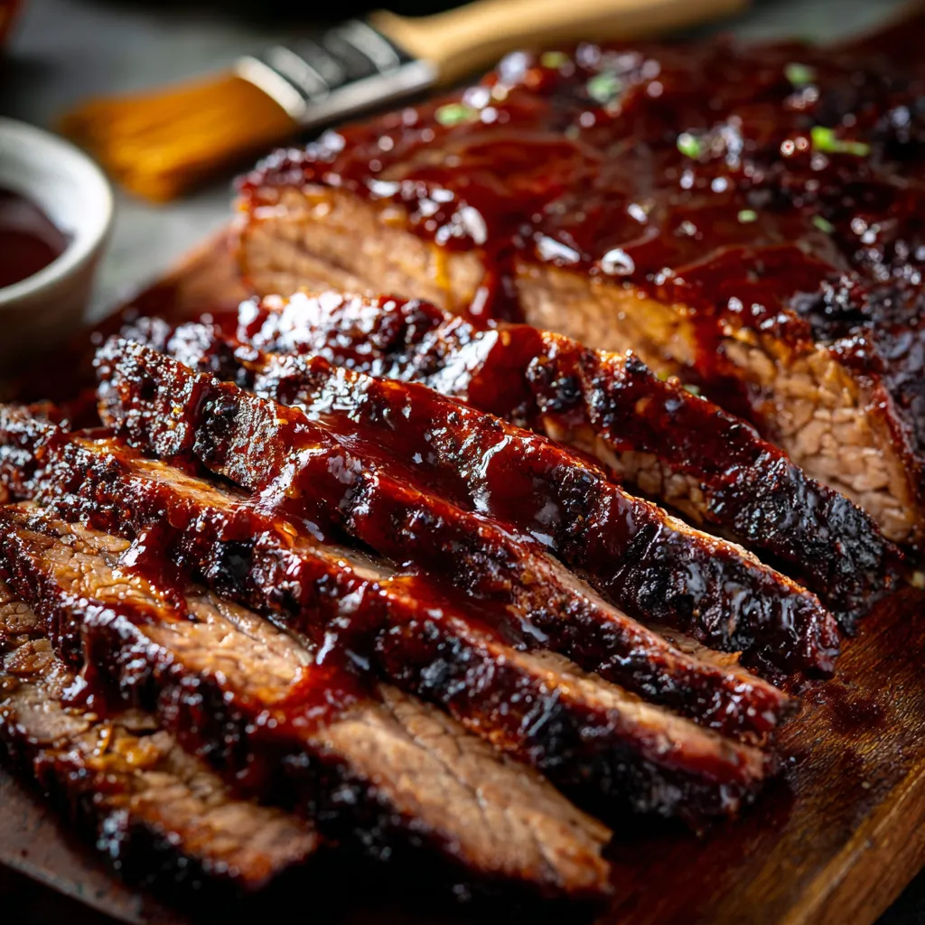 Close-up shot of saucy barbecue ribs.
