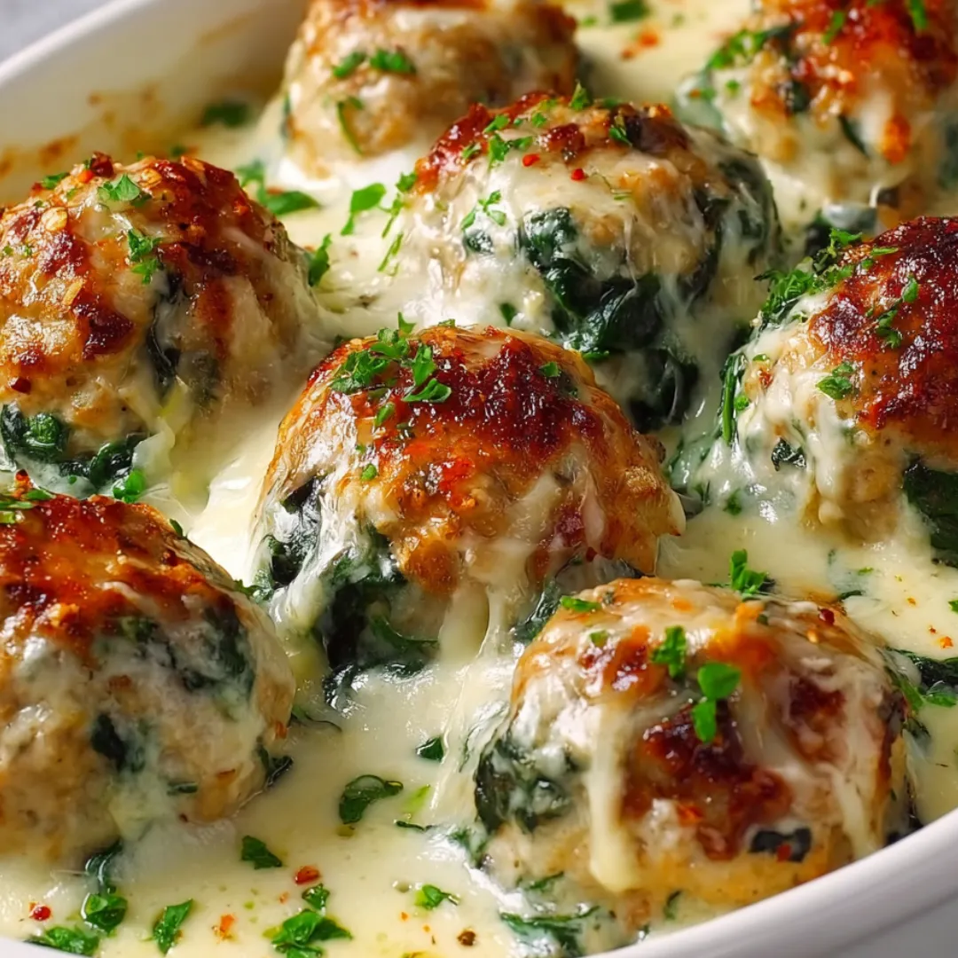 A bowl of food packed with meatballs and leafy greens.