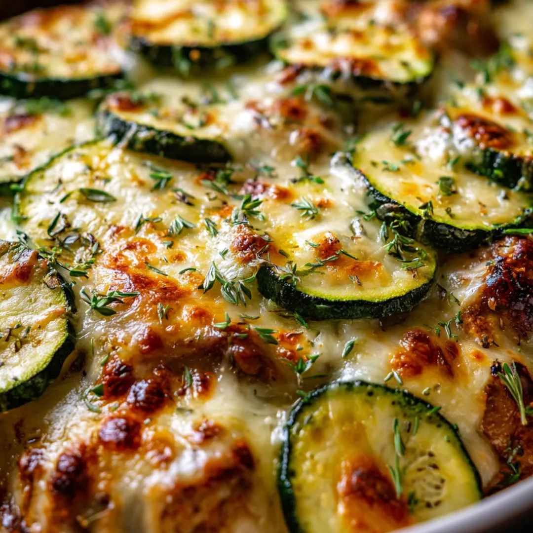 A plate of baked zucchini and cheese goodness.