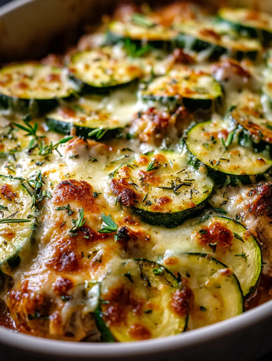 A dish of food with zucchini and cheese.