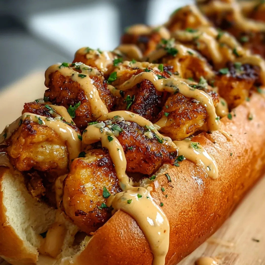 A hot dog with sauce and cheese.