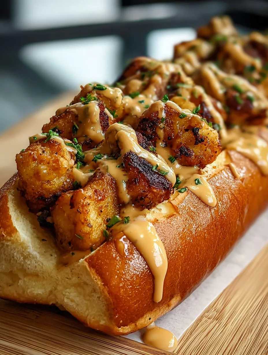A sandwich with a creamy sauce on a bun.