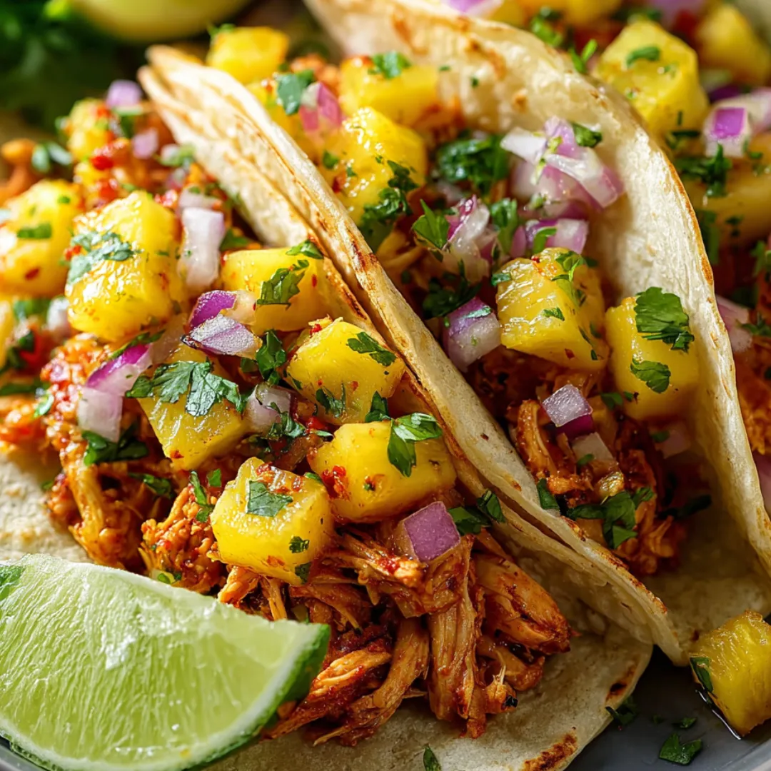A dish with pineapple on top of food.