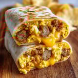 Sausage and egg breakfast burrito.