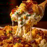 A cheesy slice topped with crispy bacon.