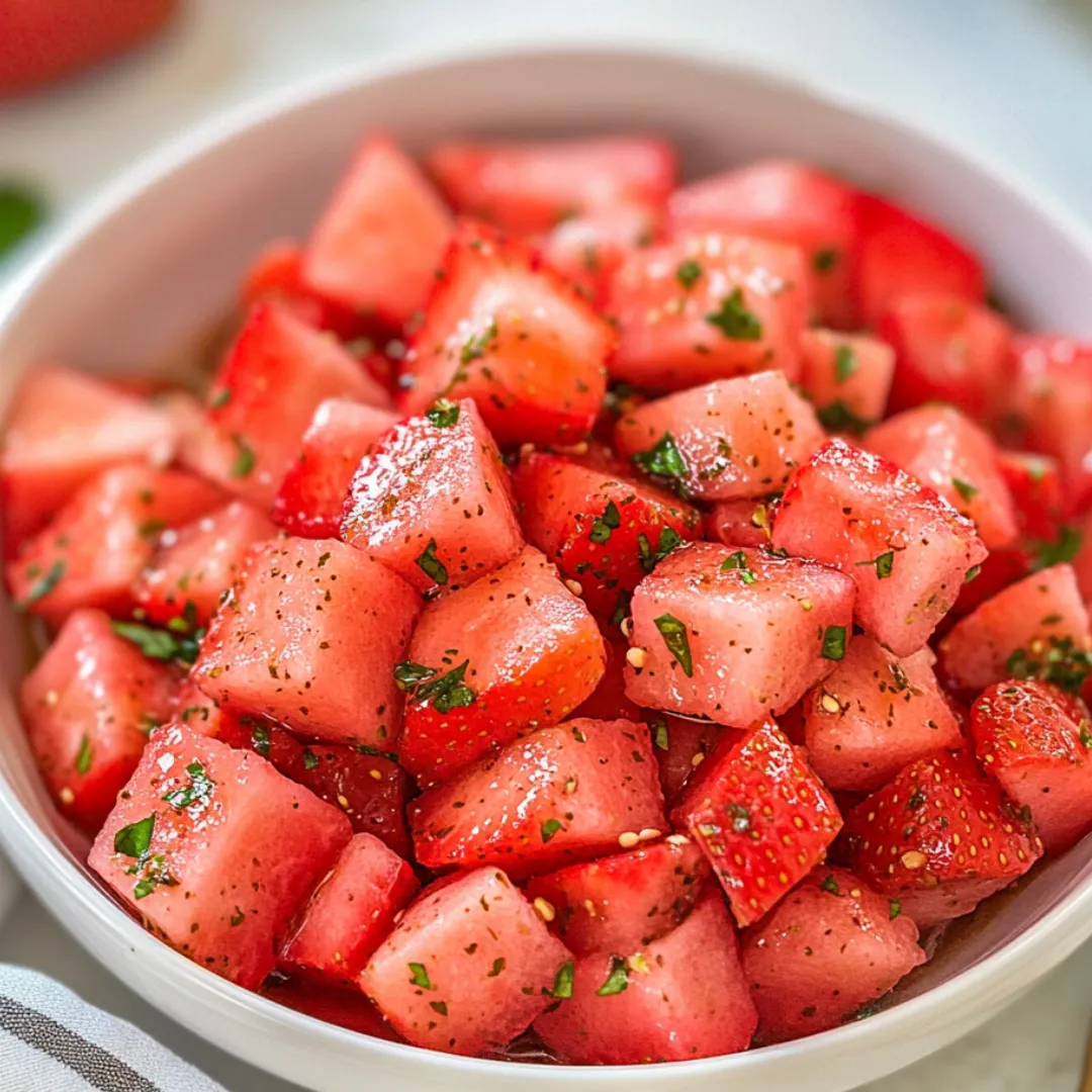 A bowl of sliced watermelon.