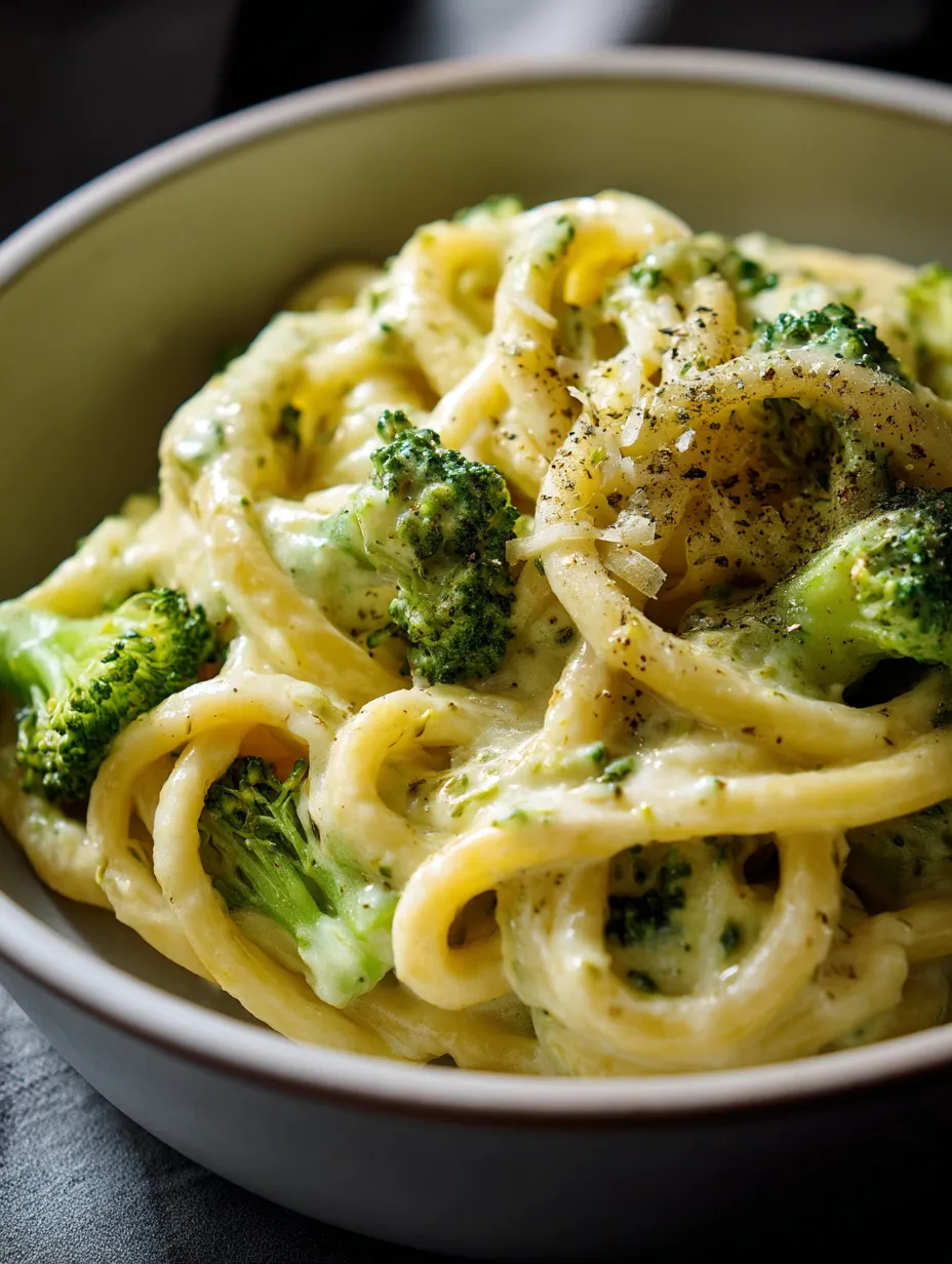 A bowl of pasta with broccoli and cheese.