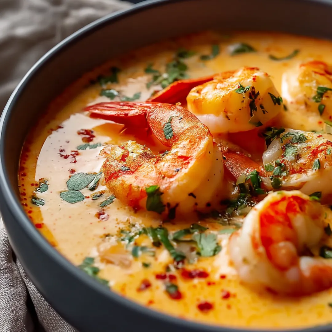 A bowl of shrimp soup.