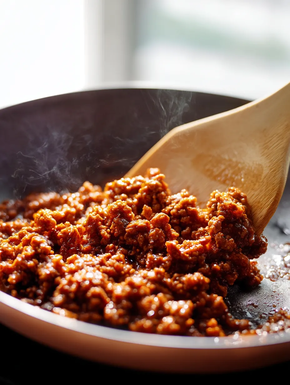 A wooden spoon in a bowl of food.